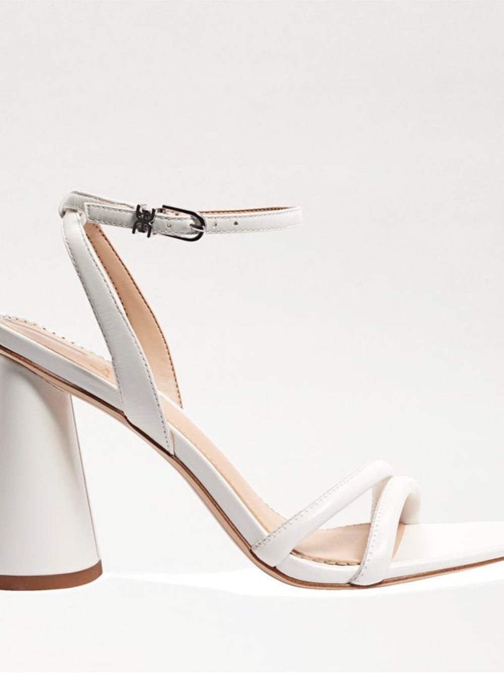 Sam Edelman Kia Block Heel Sandal in Bright White Leather - Picture 2 of 8